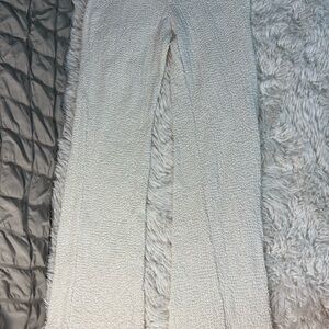 H&M Cream Wide Leg Textured Pants